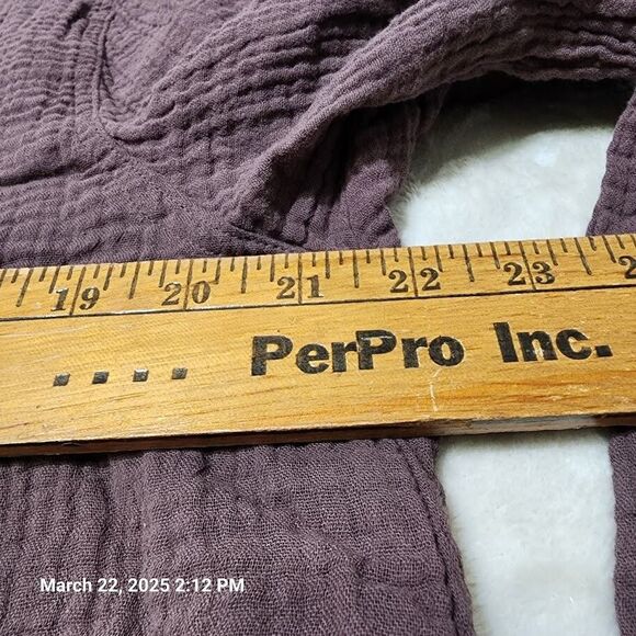 Hello Nite Women's Large Long Sleeve Button Up Adj Sleeve Mandarin Collar Cotton - Picture 8 of 9